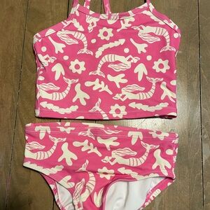 Hanna Andersson Pink and White Kids Swim Bikini